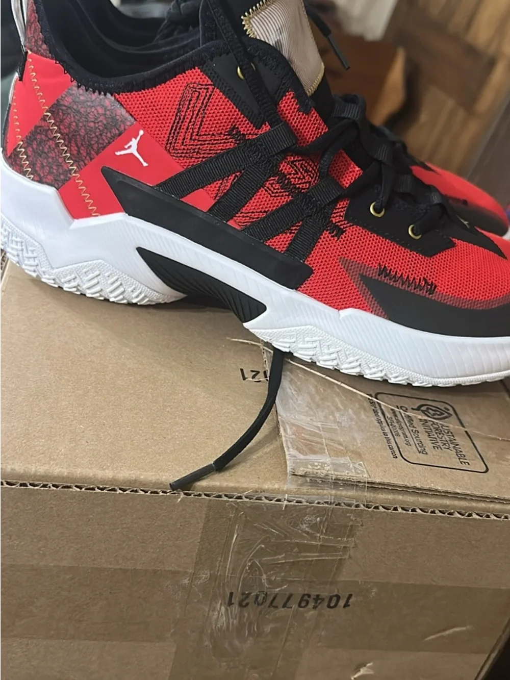 Jordan Kids Red and Black Low-Top Sneakers